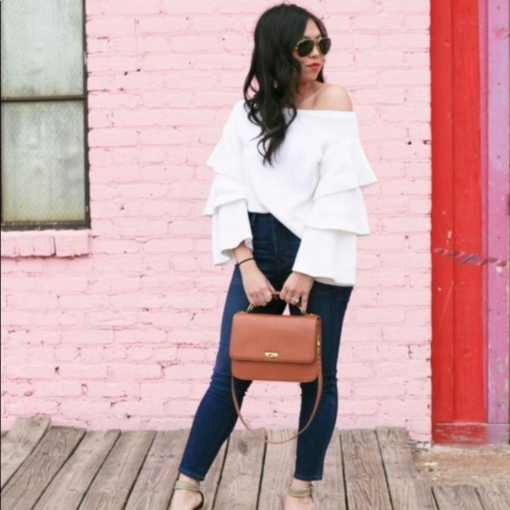 Endless Rose Off Shoulder Ruffle Sleeve Sweater